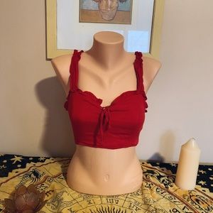 Forever 21 lace up ruffle crop top